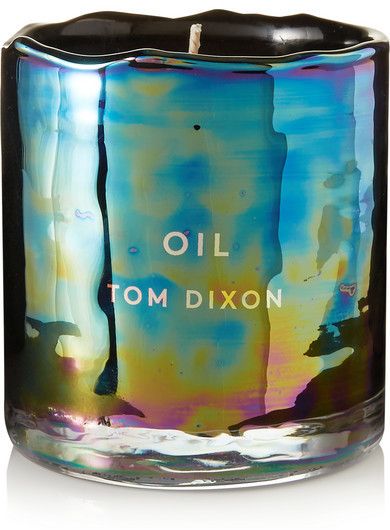 This Tom Dixon candle is housed in a unique glass vessel that's melted, dented, and glazed to create the effect of petrol on water or light reflecting off a dragonfly's wing. Tom Dixon Candle, Venus Project, Crow Feather, Hand Dipped Candles, Life Vibes, Container Ideas, Sensory Art, Oil Candle, Dragonfly Wings