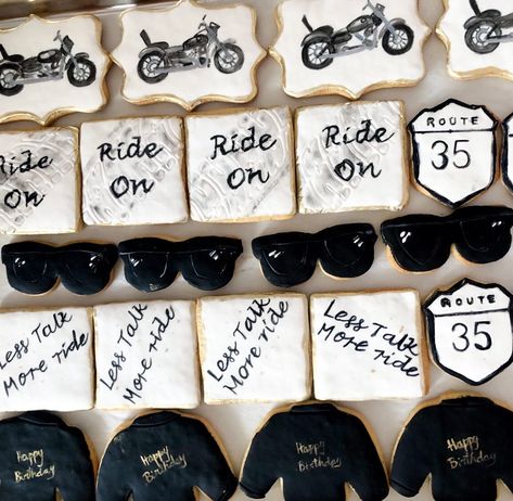 Motorcycle Cookies, Biker Party, Motorcycle Birthday, Bike Week, Motorcycle Riders, Cookie Inspiration, Miami Fl, Dessert Bars, Birthday Anniversary