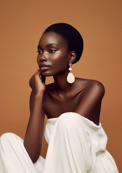 A black woman wearing white minimal dress and white minimal earring photography portrait jewelry. | premium image by rawpixel.com / Pitcha Benrohman Jewellery Model Photography, Minimal Shoot, Model White Background, Jewelry Poses, Earring Photography, Jewelry Portrait, Jewellery Model, Jewellery Shoot, Portrait Jewelry