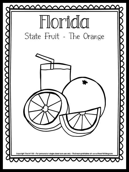 Florida Coloring Pages, Florida Crafts, Florida Activities, Florida State Flag, Fruit Coloring, Around The World Theme, Trip Activities, Florida History, State Crafts