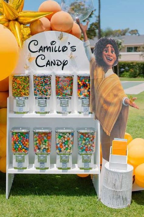 Feast your eyes on this enchanting Encanto birthday party! Camillo's candy bar is wonderful!! See more party ideas and share yours at CatchMyPary.com Sweets Bar Ideas, Encanto Party Favor Ideas, Candy Bar Ideas Birthday, Mesas Candy Bar, Candy Cart Ideas, Encanto Themed Party, Kids Candy Bar, Mimosas Bar, Encanto Party Favors