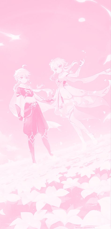 #pink #genshinimpact #aether #lumine Pink Genshin Wallpaper, Pink Genshin, Ps5 Cover, Chaos Aesthetic, Aether Lumine, Rose Gold Wallpaper Iphone, Genshin Wallpapers, Genshin Wallpaper, Wallpaper Theme