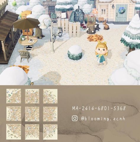 Snowy Path Animal Crossing, Acnh Designs Ground, Winter Path Acnh, Acnh Snow Path, Acnh Winter Path, Anch Paths, Christmas Acnh, Winter Acnh, Acnh Winter