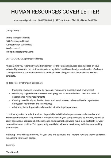 Human Resources (HR) Cover Letter Example | Resume Genius Human Resources Ideas, Human Resources Quotes, Human Resources Career, Human Resources Resume, Hr Resume, Job Interview Advice, Job Cover Letter, Basic Resume, Resume Writing Tips