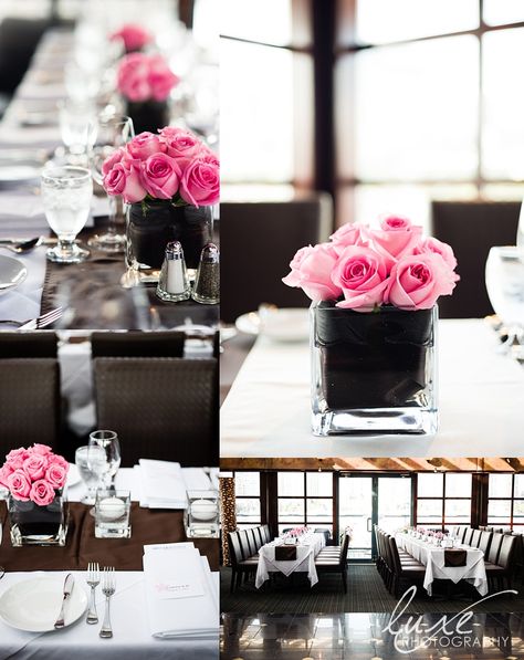 Black And Pink Centerpieces Diy, Black White And Pink Party, Nye 2025, Homecoming 2023, Moms 60th, Hot Pink Birthday, 21st Ideas, Pink Wedding Centerpieces, Bday Decor