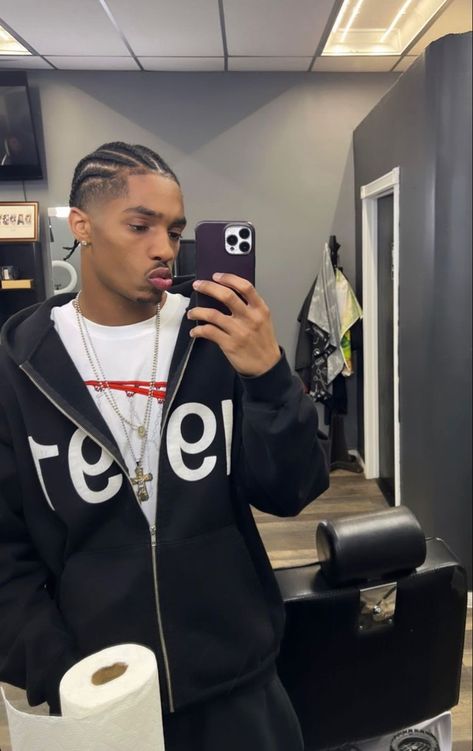 Cornrow Outfits Men, Guys With Cornrows, Braid Aesthetic, Black Hair Undercut, Twist Hair Men, Cornrow Styles For Men, Cornrow Braids Men, Taper Fade Short Hair, Hair Twists Black