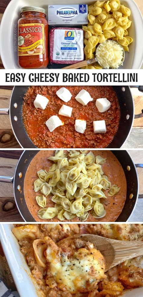 Quick And Easy Casserole Recipes, Easy Cheesy Baked Tortellini, Tortellini With Meat Sauce, Easy Casserole Recipes For Dinner, Cheesy Baked Tortellini, Baked Tortellini Casserole, Casserole Recipes For Dinner, Baked Tortellini, Resep Pasta