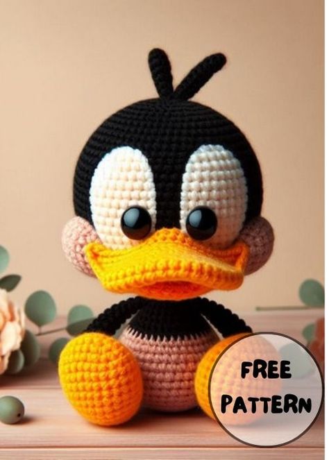 Crochet Daffy Duck Amigurumi Idea Looney Tunes Crochet Patterns, Daffy Duck Crochet Pattern Free, Winne The Pooh Crochet Pattern, Crochet Donald Duck Pattern Free, Amigurumi Disney Free Pattern, Crochet Disney Free Pattern, Crochet Ducks Free Pattern, Free Duck Crochet Pattern, Disney Amigurumi Free Pattern