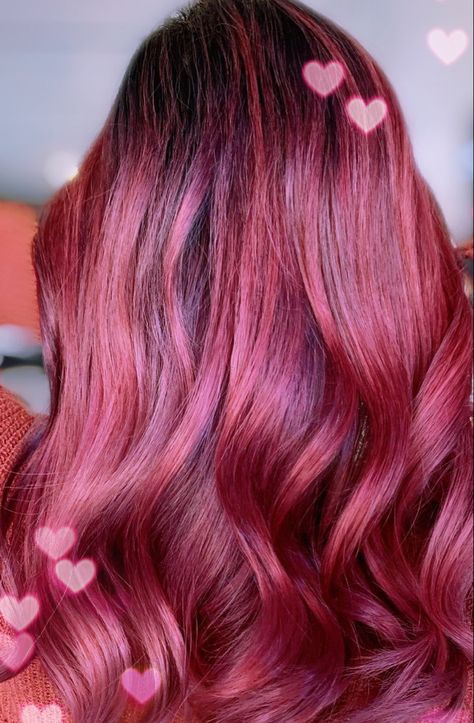 Red Wine Hair Color, Red Wine Hair, Wine Hair Color, Rose Gold Highlights, Wine Hair, Airbrush App, Gold Highlights, Short Hairstyles, Photo Editor