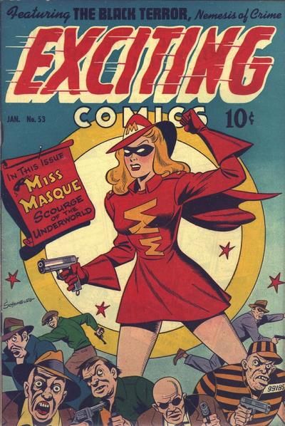 This is officially the greatest old timey superhero costume I have ever seen.  Miss Masque Ghost Comic, Golden Age Comics, Classic Comic Books, Old Comics, Film D'animation, Vintage Comic Books, Classic Comics, Retro Comic, American Comics