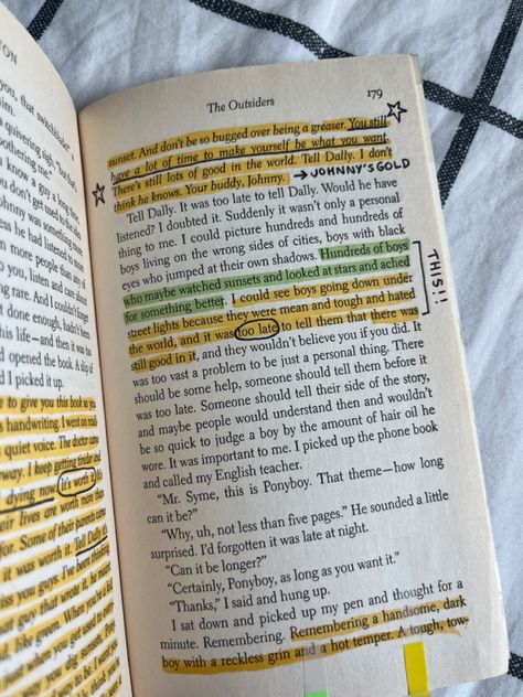 the outsiders by se hinton book annotations aesthetic The Outsiders Book Aesthetic, The Outsiders Annotations, Book Annotations Aesthetic, Annotations Aesthetic, The Outsiders Book, Outsiders Book, Outsiders Quotes, The Outsiders Quotes, Se Hinton