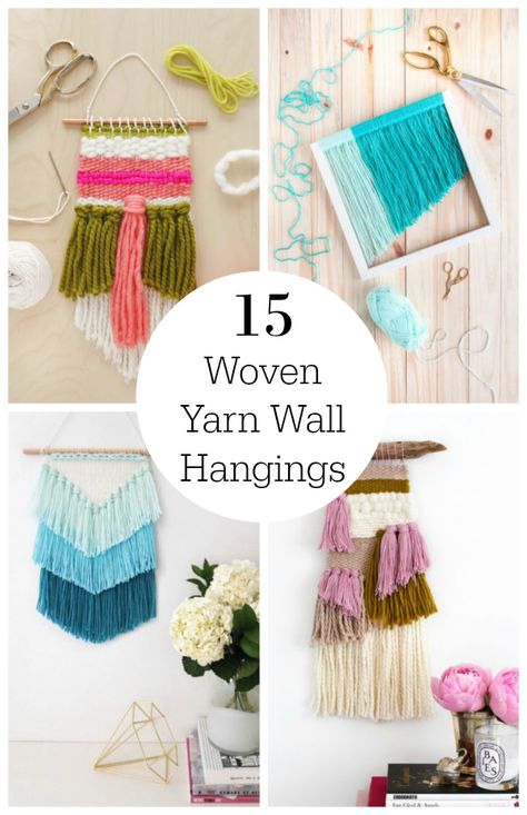 Woven yarn wall hangings is a gorgeous way to add color and texture to your walls! Here are 15 gorgeous wall hangings here to inspire your creativity! Wall Hanging Crafts Easy, Woven Wall Hanging Tutorial, Diy Yarn Wall Hanging, Crafts Easy Diy, Hanging Crafts, Diy Projects For Bedroom, Easy Diy Costumes, Diy Tumblr, Diy Wand