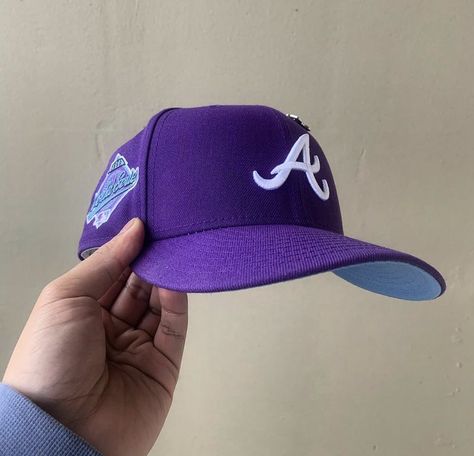 Purple Fitted Hat, Custom Fitted Hats, Swag Hats, Streetwear Hats, Dope Hats, Polo Outfit, Purple Fits, Vintage Cap, Jairzinho