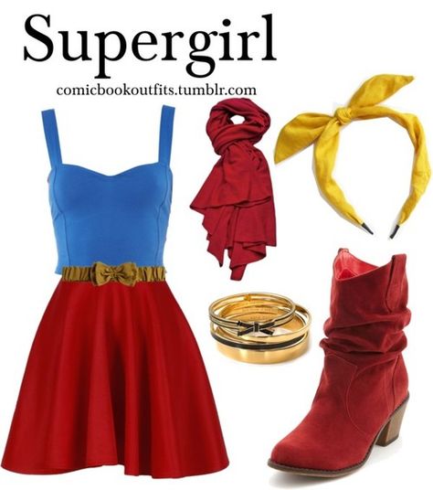 Supergirl Inspired Outfits, Supergirl Outfit Ideas, Supergirl Outfit, Villain Fashion, Suede Western Boots, Wonder Woman Outfit, Dc Style, Batman Outfits, Closet Cosplay