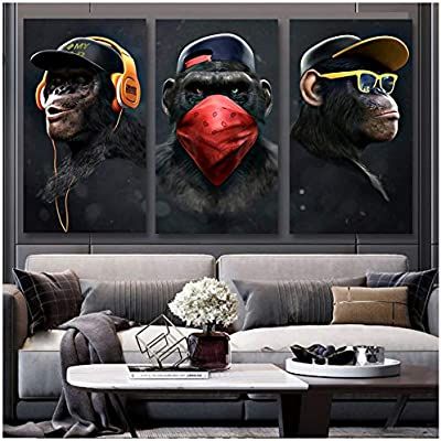 Monkey Wall Art, Three Monkeys, Monkey Art, Contemporary Art Painting, Wall Art Wallpaper, Music Wall Art, Animal Canvas, Arte Animal, Animal Wall Art