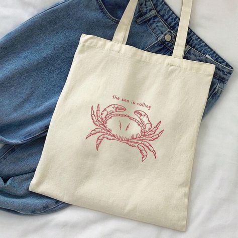 Beach Bachelorette Party Favors, Ocean Tote Bag, Bachelorette Party Favor Bags, Beach Party Favors, Crab Design, Beach Bachelorette Party, Red Crab, Party Favor Bag, Bachelorette Party Favor