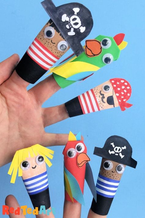 Pirate Crafts For Preschoolers, Projects For Preschool, Egg Cartoon, Pirate Activities, Pirate Gifts, Pirate Crafts, Red Ted Art, Puppets For Kids, Puppets Diy