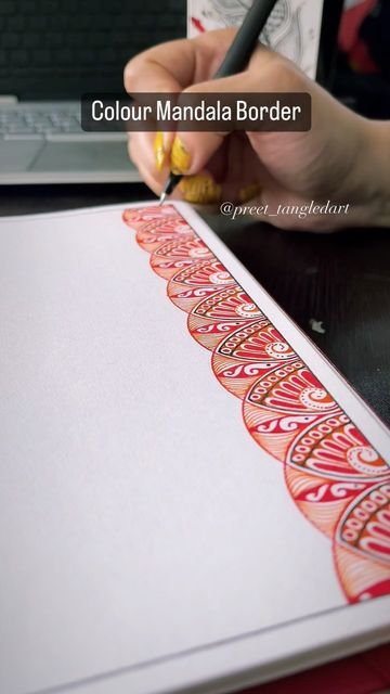 Border Design Square, Mandala Border Design, Henna Wall Art, Mandala Border, Colour Mandala, Square Sketchbook, Colourful Mandala, Art Border, Amazon Link