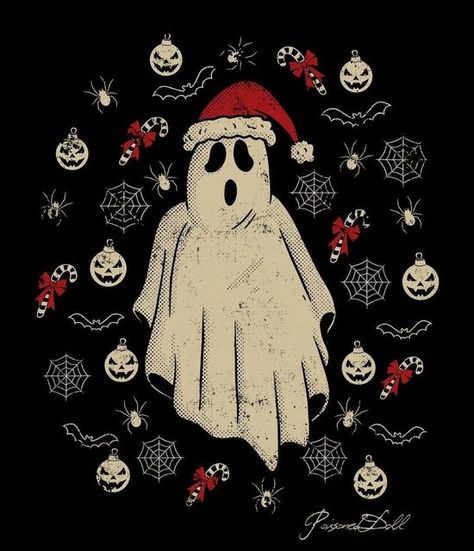 Poisoned Doll🕸 on Instagram: "Our “Spirit Of Creepmas” long sleeve is back🎄🕸 Head over to the website✨ #poisoneddoll #poisoneddollco #thespiritofcreepmas #holidayseason #creepmas #spookycute #spookyseason #christmas #thespiritofchristmas #jollyghost" Black Christmas Decorations, Diy Canvas Art Easy, Scary Christmas, Christmas Horror, Christmas Ghost, Creepy Christmas, Dark Christmas, Alternative Christmas, Iphone Wallpaper Hipster