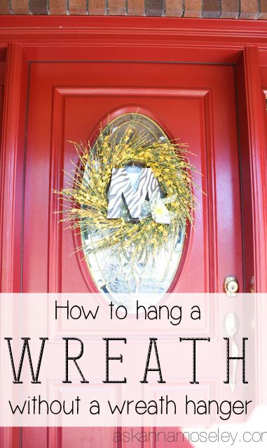 How to hang a wreath on a glass door without a wreath hanger - Ask Anna Front Door Hooks For Wreaths, Wreath For Oval Glass Front Door, Hang A Wreath On Door, Wreath Hangers For Glass Front Door, Best Way To Hang Wreath On Front Door, Glass Door Wreath Hanger, Hang Wreath On Glass Door, Wreath Hangers For Front Door, How To Hang A Wreath On A Door