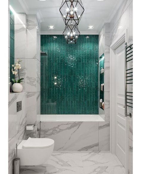 Bilik Air, Bad Inspiration, Steam Showers Bathroom, Bathroom Design Decor, Trendy Bathroom, Tiny Bathroom, Green Bathroom, Elegant Bathroom, Dream Bathroom