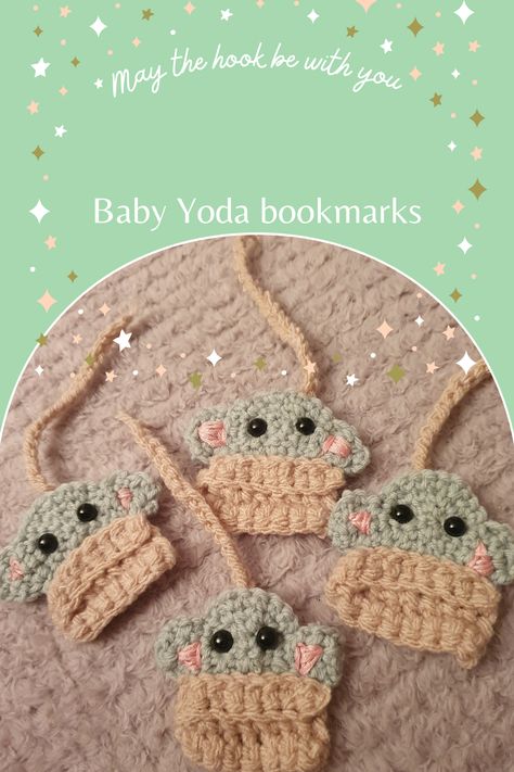 Grogu Embroidery Pattern, Yoda Bookmark, Crochet Bookmarks Free Patterns, Star Wars Crochet, Crochet Hair Clips, Crochet Disney, Crochet Xmas, Crochet Stars, Crochet Bookmarks