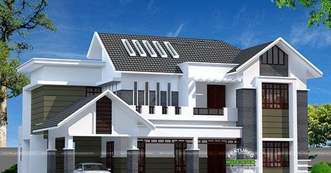 Modern style, 4 bedroom double storied house in 2800 square feet by Green Homes, Thiruvalla, Kerala New Model House, Kerala Home, House Plans With Photos, House Design Pictures, Kerala House Design, Kerala Houses, Modern Style House Plans, Duplex House Design, Beautiful House Plans