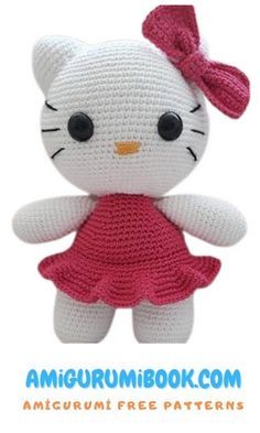 Hello Kitty Amigurumi Free Pattern - Amigurumibook.com Kitty Amigurumi Free Pattern, Hello Kitty Amigurumi Free Pattern, Cat Amigurumi Free Pattern, Hello Kitty Amigurumi, Crochet Baby Booties Free Pattern, Baby Christmas Crafts, Kitty Amigurumi, Crochet Kitty, Knitting Patterns Free Dog