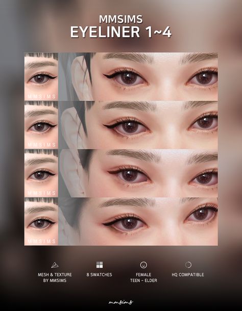 Sims 4 Asian Eyeliner, Sims4 Eye Bags, The Sims 4 Cc Asian Makeup, Sims 4 Cc Asian Lips, Sims 4 Cc Eyeliner Korean, Ts4 Cc Douyin Makeup, The Sims 4 Cc Skin Details Korean, Sims 4 Cute Makeup, Sims 4 Cc Skin Details Asian