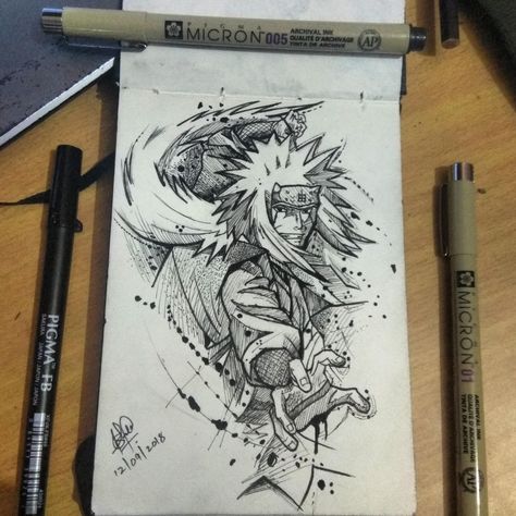 Naruto Jiraiya, Naruto Sketch Drawing, Naruto Tattoo, Naruto Sketch, Naruto Drawings, Naruto Fan Art, Desenho Tattoo, Naruto Anime, Anime Tattoos