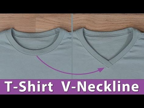 How to Alter a T-Shirt to Create a V Neckline - YouTube How To Widen A Shirt Neckline, Making Tshirt Into V Neck, Make Crew Neck Into V Neck Tee Shirts, How To Alter The Neckline Of A Tshirt, Turn A Crew Neck Into A V Neck, How To Turn A Crew Neck T-shirt Into A V-neck, Shirt Alterations, T Shirt Remake, Altered T Shirts