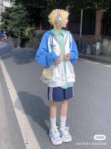 Kidcore Masc Outfits, Tomboy Cute Outfits, Soft Cybercore Outfits, Pastel Masculine Outfits, Masc Pastel Outfits, Cutecore Boy Outfit, Mizuiro Outfit, Harajuku Mens Fashion, Cute Boy Outfits Aesthetic