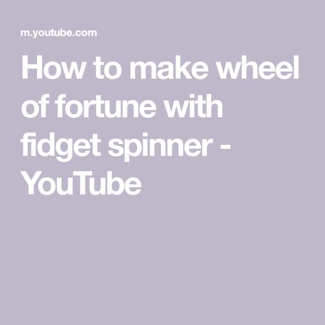 How to make wheel of fortune with fidget spinner - YouTube Family Worship, Wheel Of Fortune, Walking By, Fidget Spinner, Worship, Spinning, Wheel, Make It Yourself