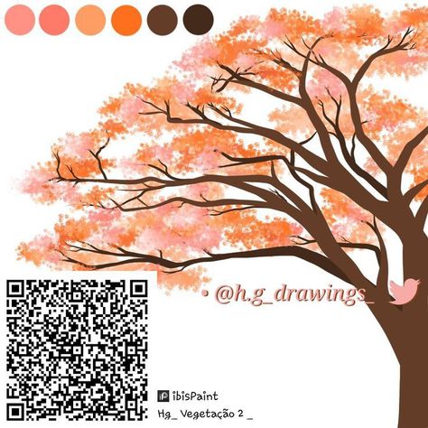 Ibispaint X Brushes, Qr Code Ibispaint, Digital Portrait Tutorial, Code Ibispaint, Brush Ibispaint, Brush Codes, Paint Brush Drawing, Brush Code, Tree Watercolor Painting