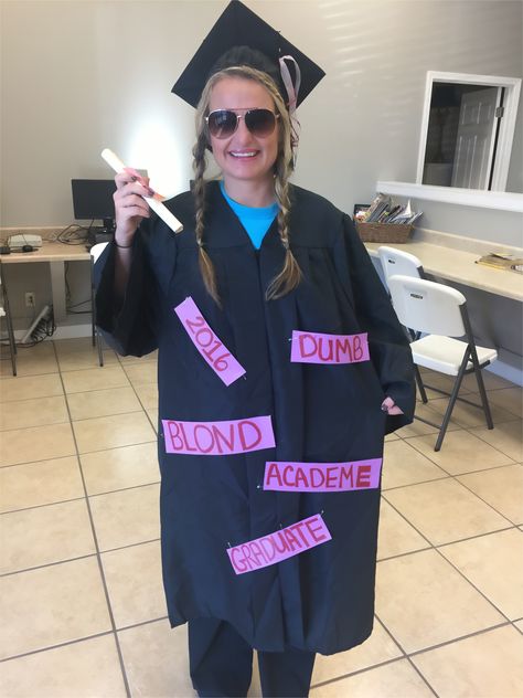 Halloween diy costume. 2016. Dumb blonde academy graduate with cap and gown Halloween Diy Costume, Diy Costume, Cap And Gown, Diy Halloween Costumes, Diy Costumes, Halloween Diy, Halloween Costume, Academic Dress, Halloween Costumes