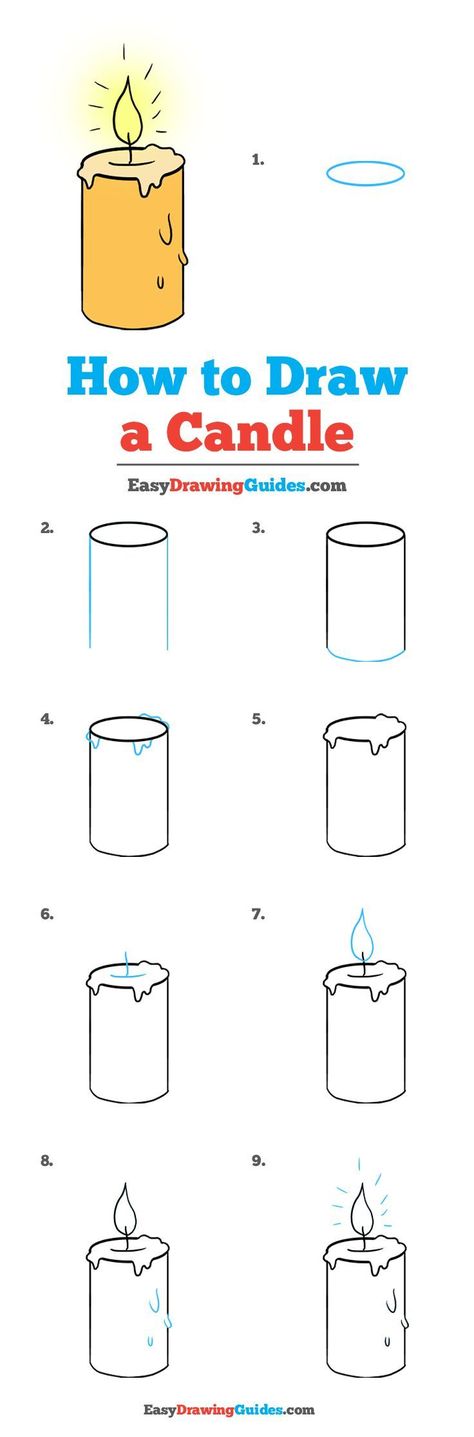 How to Draw a Candle - Really Easy Drawing Tutorial Easy Candle Drawing, How To Draw Candles, Candle Drawing Simple, Draw A Candle, Easy Drawing Guides, Candle Drawing, Easy Drawing Tutorial, Candle Candle, Drawing Tutorial Easy