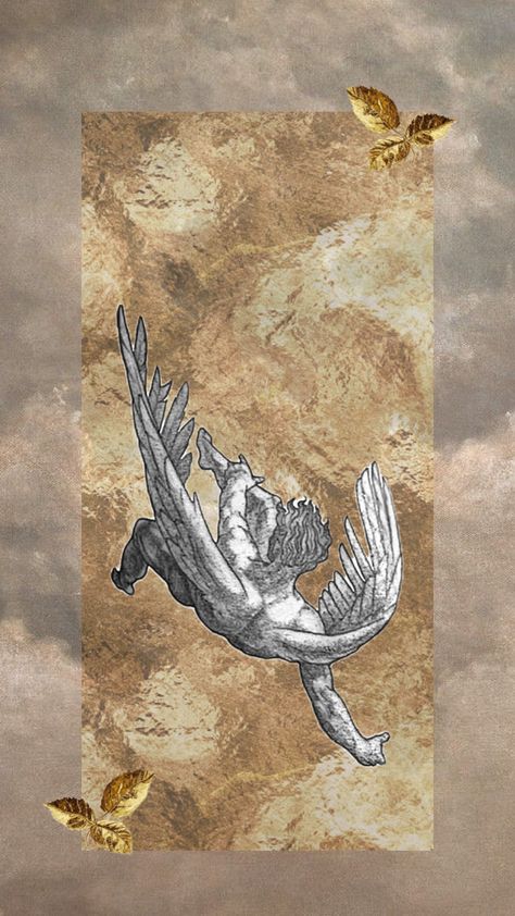 #icarus #greekmythology The Fall Of Icarus Painting, Icarus Wallpaper Aesthetic, Icarus Wallpaper Iphone, Fall Of Icarus Wallpaper, Icarus Background, Icarus Aesthetic Wallpaper, Icarus Falling Wallpaper, Icarus Collage, Icarus Wallpaper Greek