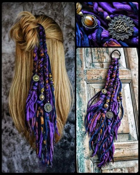 Crochet Hair Ornaments, Short Fantasy Hair, Hair Embellishments, Hair Decoration Accessories, Boho Hair Wrap, Witch Hair, Dread Wraps, Dread Accessories, Viking Hair