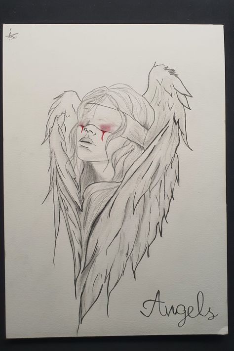 Angel in pain drawing Simple Angel Drawing Sketch, Fallen Angel Art Draw, Dark Angel Sketch, Anger Drawing Base, Drawing Base Angel, Anger Doodle, How To Draw Angel, Angel Sketch Simple, Fallen Angel Drawing Sketches