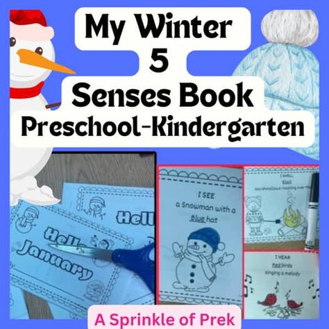 ​﻿﻿﻿​​​Mini-Book With Winter 5 Senses For Preschool | Prek | Kindergarten 5 Senses Winter Preschool, Senses For Preschool, Our Five Senses, Penguin Coloring, Color Words, 5 Senses, Winter Preschool, Five Senses, Hello Winter