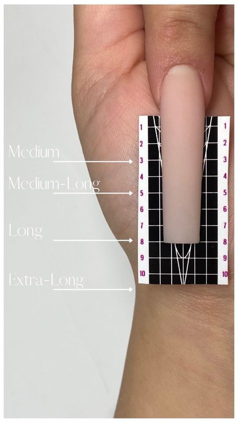 Nail Chart Length, Nail Shape Chart, Acrylic Nail Shapes, Wow Nails, Punk Nails, Nail Techniques, Work Nails, Polygel Nails, Rainbow Nails