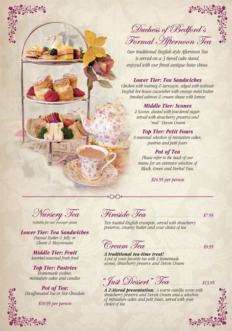 British High Tea Menu | Copyright, 2004-2014 All Rights Reserved. Tea Party Menu, Tea Sandwich, Tea Etiquette, English Tea Party, Afternoon Tea Recipes, High Tea Party, Tea Party Food, Afternoon Tea Parties, Cream Tea