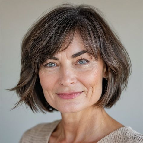 Hairdos For Fine Hair, A Line Bob Hairstyles, Bob With Side Swept Bangs, Grey Transition, Line Bob, 2019 Hairstyles, Short Textured Hair, Line Bob Haircut, A Line Bob