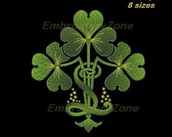 View Double monograms by EmbroideryZone on Etsy Art Nouveau Embroidery, Shamrock Embroidery, Shamrock Art, Irish English, Celtic Shamrock, Mexican Embroidery, Border Embroidery Designs, Border Embroidery, Floral Border