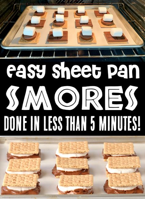 Sheet Pan Recipes - Easy Desserts like S'Mores are SO simple to make in the oven! Plus, you can make up a big batch for your family & friends all at once! Go check out my top tips for making PERFECT S'Mores in the oven... Making Smores In The Oven, S’mores Ingredients, S’more In The Oven, Six Sisters S’mores Bars, How To Make S'mores In The Oven, Sheet Pan S’mores, S’mores Sheet Pan, How To Make Smores At Home, At Home Smores Recipe