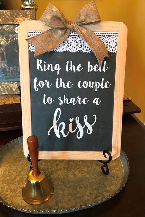 A bell to make the newlyweds kiss at the reception.  No more clinking glasses! Ring The Bell For A Kiss Weddings, Kissing Bells Wedding, Kissing Bells, Ring The Bell, Wedding Kiss, Wedding Favours, I Fall, Wedding Details, No More