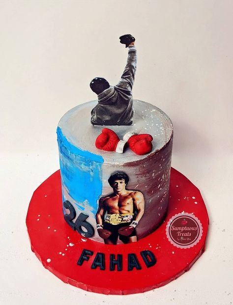 Rocky Balboa Buttercream Cake #rockybalboa #rockybalboacake #boxingcake #buttercreamcakes #guyscakes #boxingthemecake #inspirationalcakes #fightcakes #customcakes #torontocakes #cakeformen #guycakes www.instagram.com/sumptuoustreats Rocky Theme Birthday Party, Rocky Balboa Birthday Party, Rocky Birthday Cake, Rocky Birthday Party, Rocky Balboa Cake, Rock Balboa, 40th Birthday Men, Cake 3d, Birthday Men