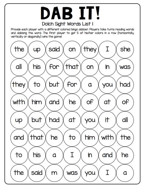 Who knew that using bingo dabbers can make learning sight words so much fun? This game requires no prep other than to copy the game boards on paper and it’ Word Identification Activities, Learning Site Words, Games For Sight Words, Sight Word Spelling Activities, Pre K Sight Words List, Preschool Site Words, Site Words For Kindergarten, Spelling Activities For Kindergarten, Sight Word Bingo Free Printable