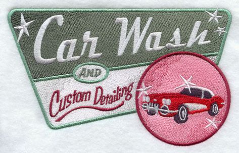 Car Wash Aesthetic, Car Wash Sign, Streetwear Art, Flyer Inspiration, Daisy Stitch, Retro Embroidery, Treadle Sewing Machines, Lazy Daisy Stitch, Embroidery Patterns Vintage