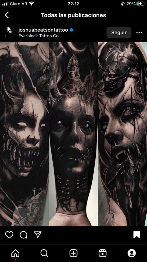 Scary Tattoos Dark Art, Dark Realism Tattoo, Tattoos Dark Art, Dark Realism, Arm Sleeve Tattoo, Tattoo Dark, Apocalypse Art, Scary Tattoos, Joker Tattoo